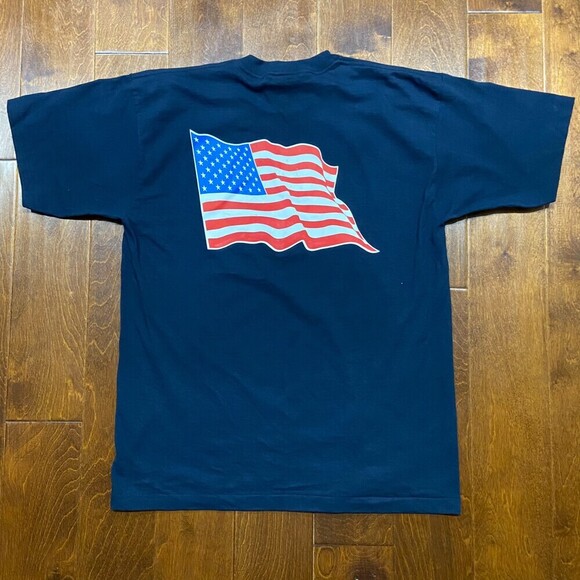 Alore Vintage Single Stitch DIA USA Flag Navy Blue T-Shirt Men's Size Large - Picture 5 of 8